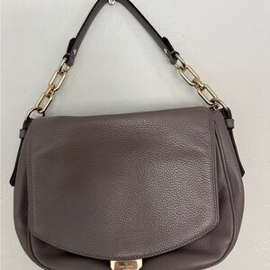 Kate Spade Taupe Leather Shoulder Bag with Gold Chain